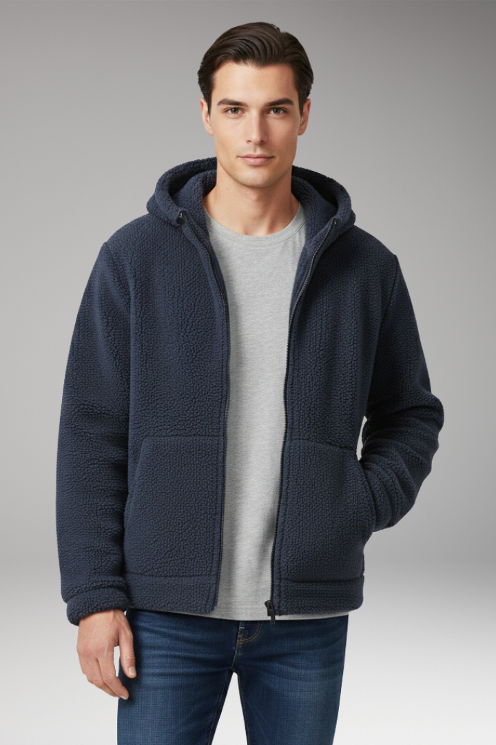Men's Hooded Jacket Zipper Closure