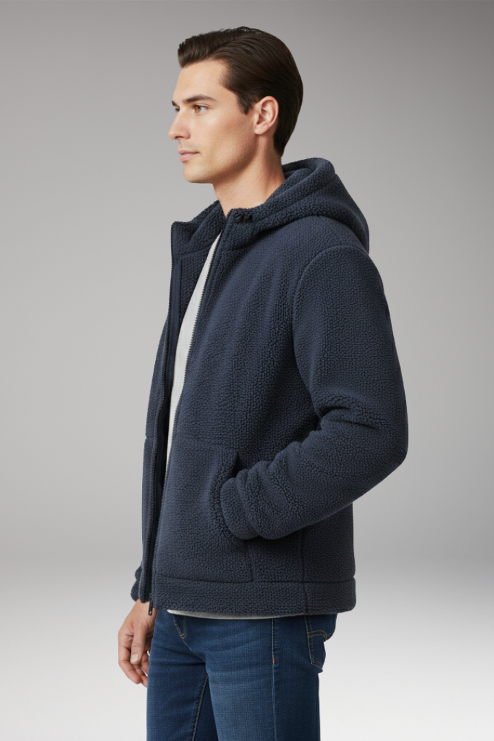 Men's Hooded Jacket Zipper Closure