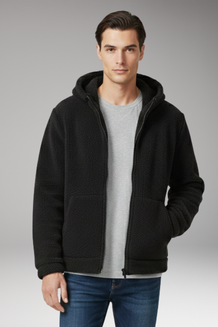 Men's Hooded Jacket Zipper Closure
