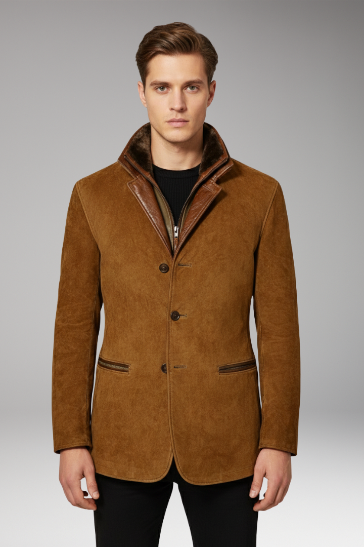 Men's Blazer Jacket Notched Collar Button Closure