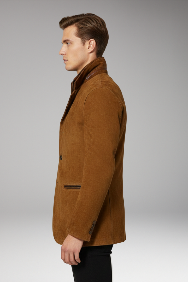 Men's Blazer Jacket Notched Collar Button Closure