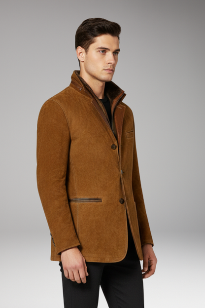 Men's Blazer Jacket Notched Collar Button Closure