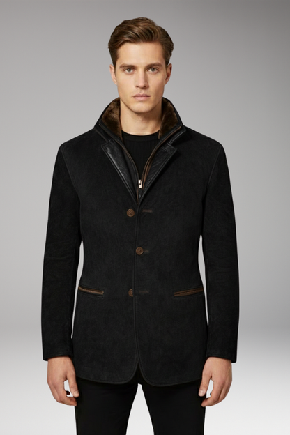 Men's Blazer Jacket Notched Collar Button Closure