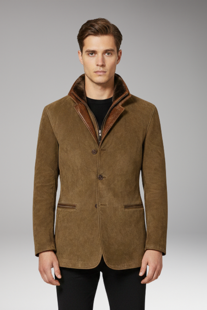 Men's Blazer Jacket Notched Collar Button Closure
