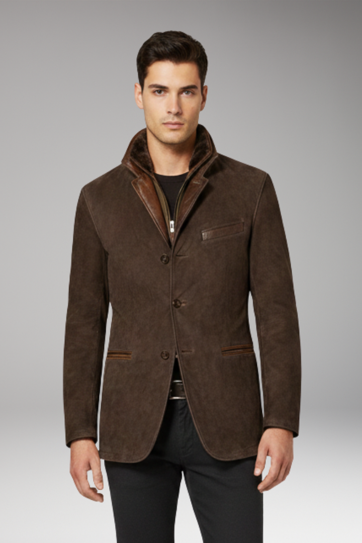 Men's Blazer Jacket Notched Collar Button Closure