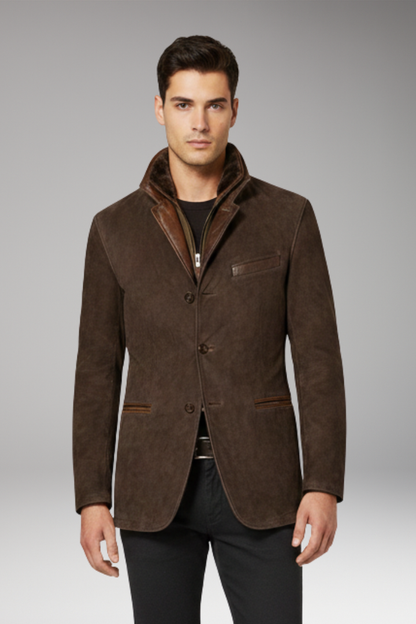 Men's Blazer Jacket Notched Collar Button Closure