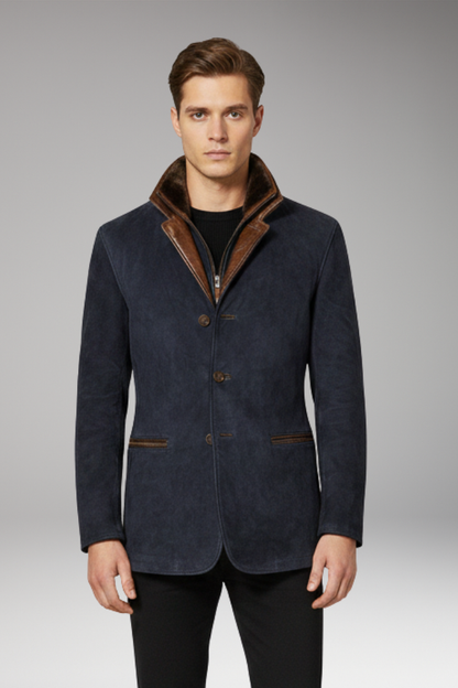 Men's Blazer Jacket Notched Collar Button Closure