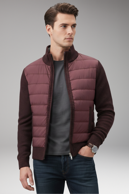 Men's Quilted Jacket Knitted Sleeves