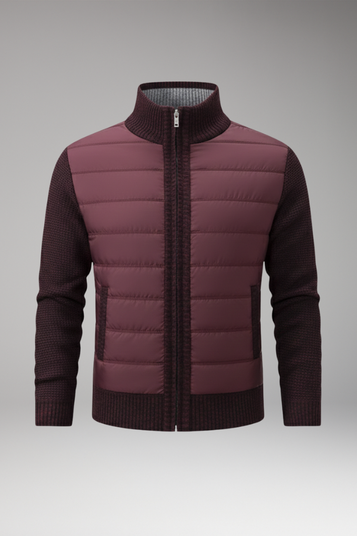 Men's Quilted Jacket Knitted Sleeves - VibreMode