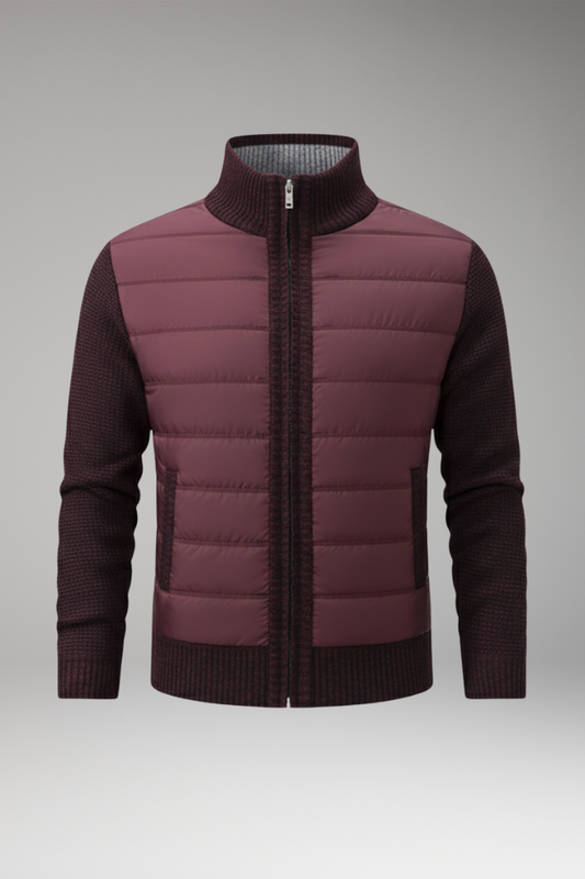 Men's Quilted Jacket Knitted Sleeves - VibreMode