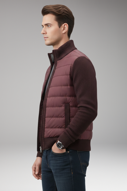 Men's Quilted Jacket Knitted Sleeves