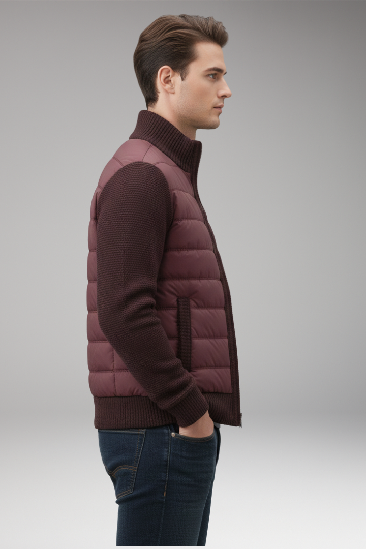Men's Quilted Jacket Knitted Sleeves