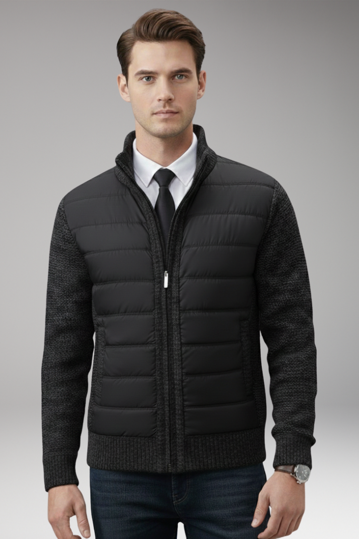 Men's Quilted Jacket Knitted Sleeves