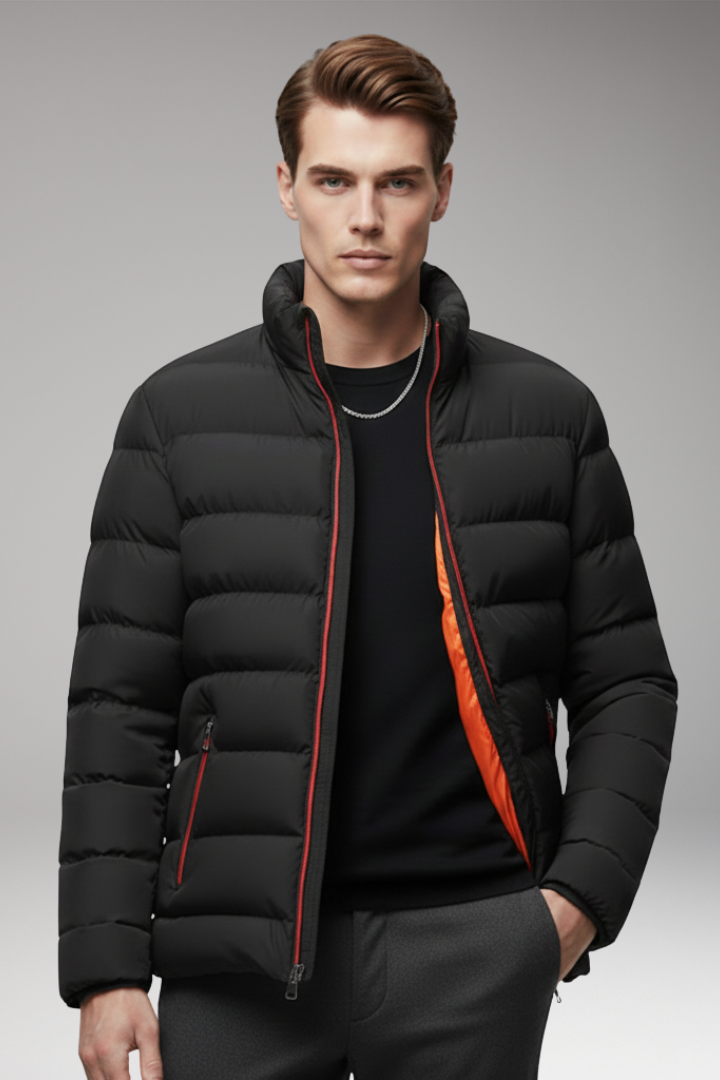 Men's Quilted Jacket Zip Pockets