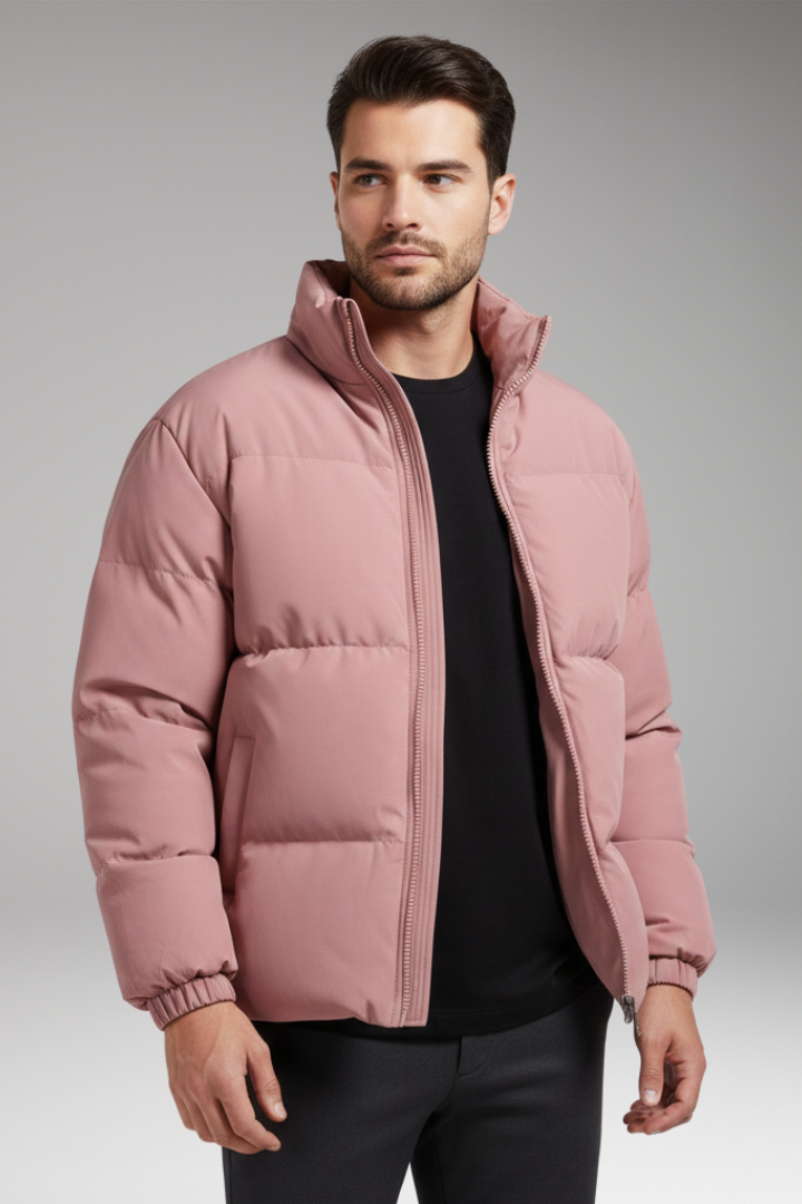 Men's Quilted Jacket Zipper Closure