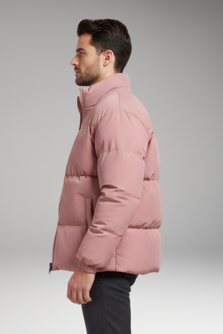 Men's Quilted Jacket Zipper Closure