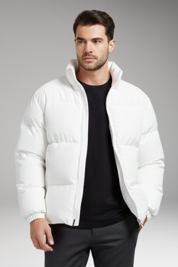 Men's Quilted Jacket Zipper Closure