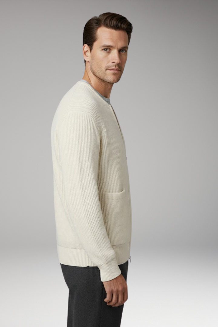 Men's Ribbed Jacket Front Zip Closure
