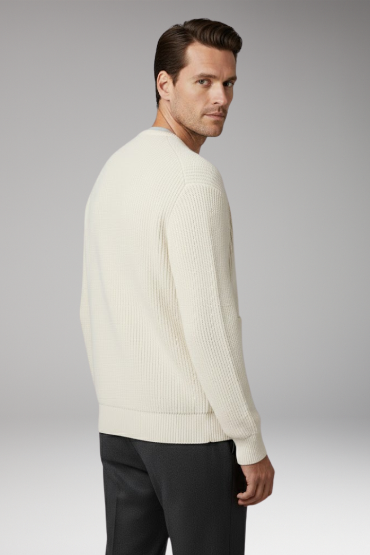 Men's Ribbed Jacket Front Zip Closure