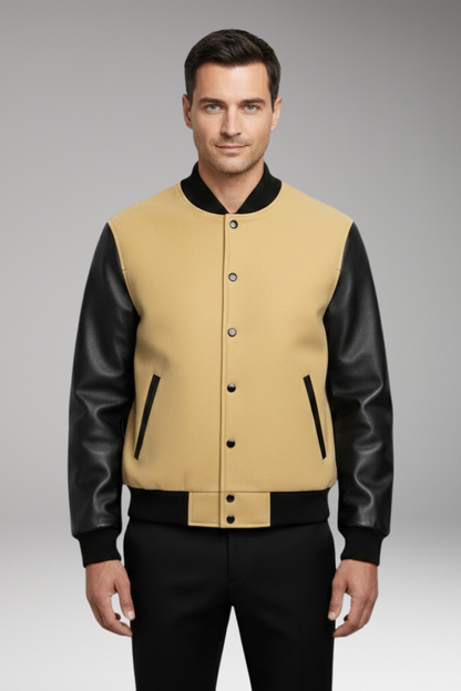 Men's Ribbed Trim Jacket with Side Pockets