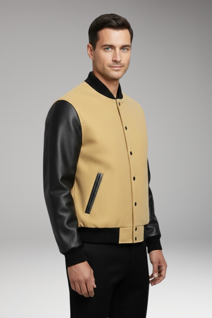 Men's Ribbed Trim Jacket with Side Pockets