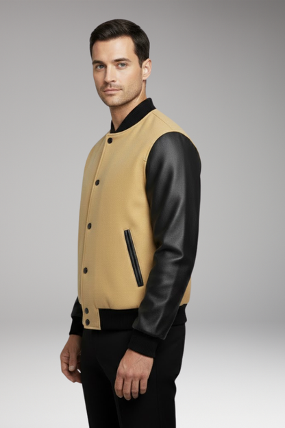Men's Ribbed Trim Jacket with Side Pockets