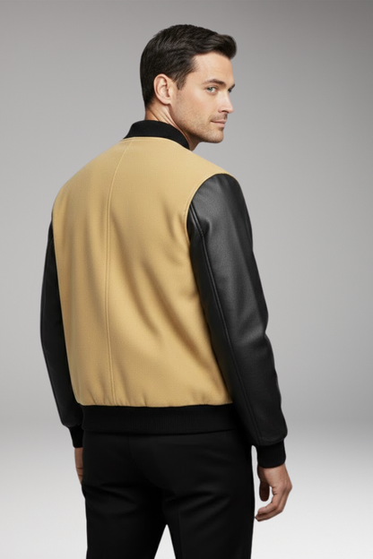 Men's Ribbed Trim Jacket with Side Pockets