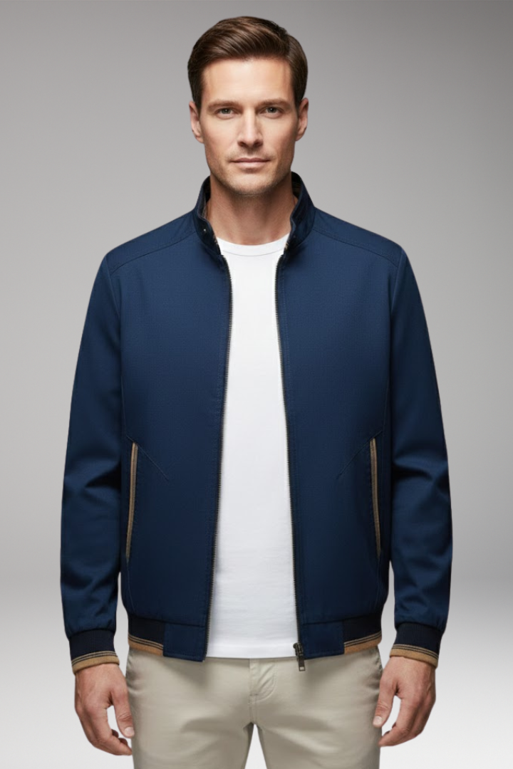 Men's Stand-Up Collar Jacket Ribbed Cuffs