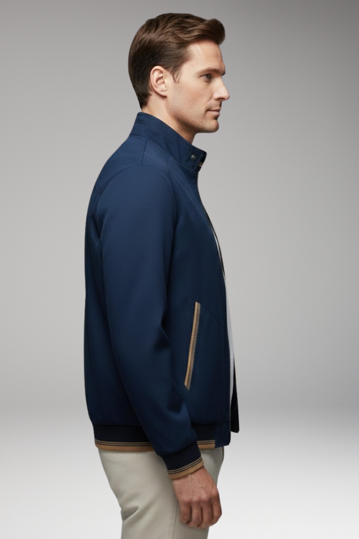 Men's Stand-Up Collar Jacket Ribbed Cuffs