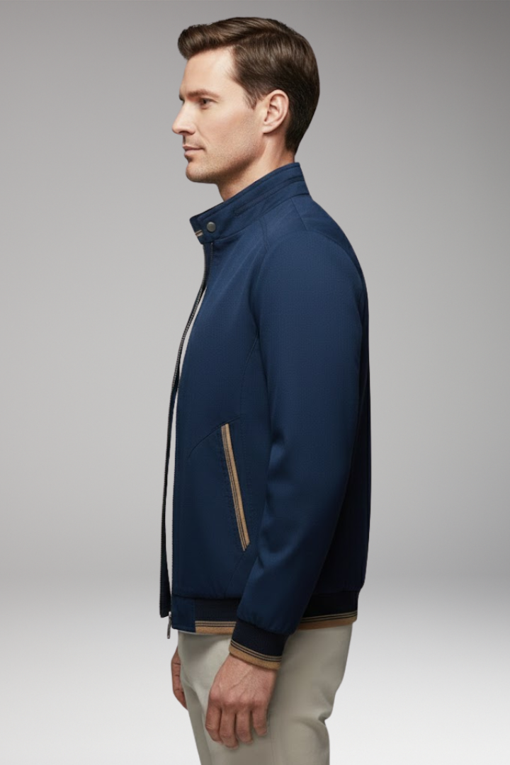 Men's Stand-Up Collar Jacket Ribbed Cuffs