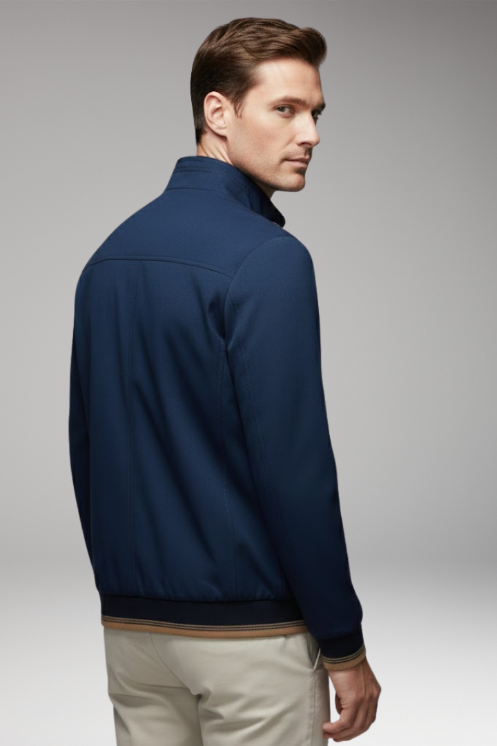 Men's Stand-Up Collar Jacket Ribbed Cuffs