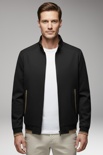 Men's Stand-Up Collar Jacket Ribbed Cuffs