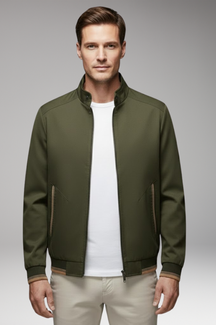 Men's Stand-Up Collar Jacket Ribbed Cuffs