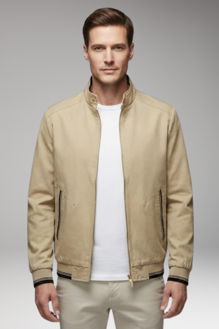 Men's Stand-Up Collar Jacket Ribbed Cuffs