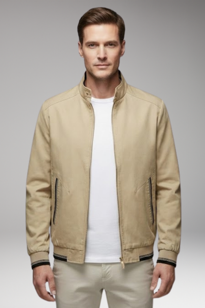 Men's Stand-Up Collar Jacket Ribbed Cuffs