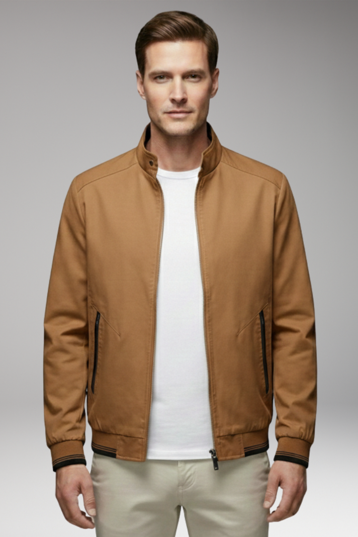 Men's Stand-Up Collar Jacket Ribbed Cuffs