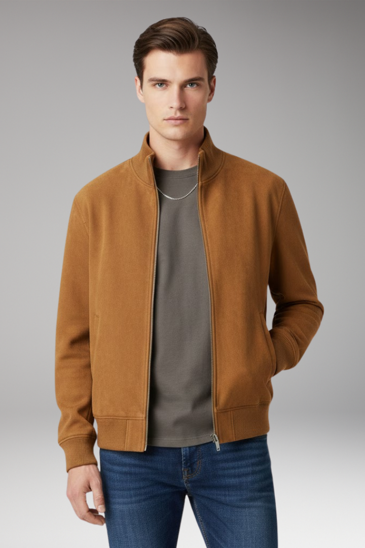 Men's Stand Collar Jacket Elastic Cuffs