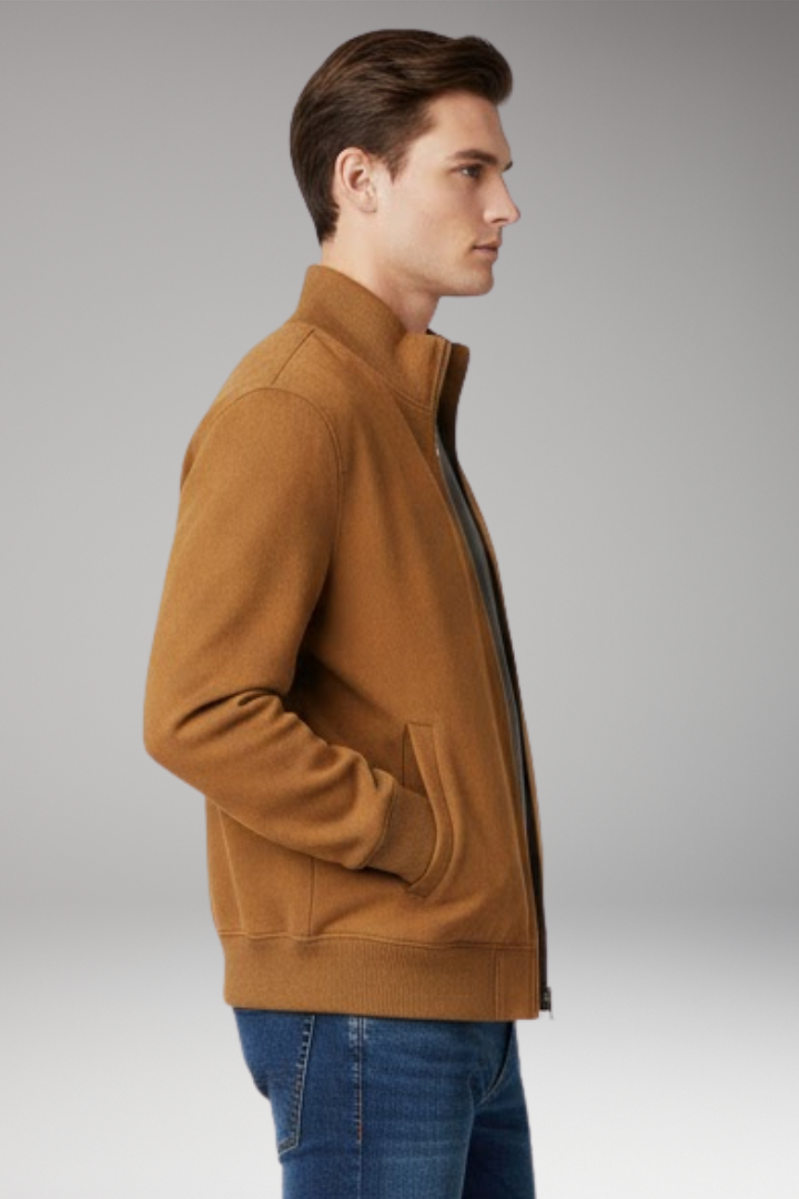 Men's Stand Collar Jacket Elastic Cuffs