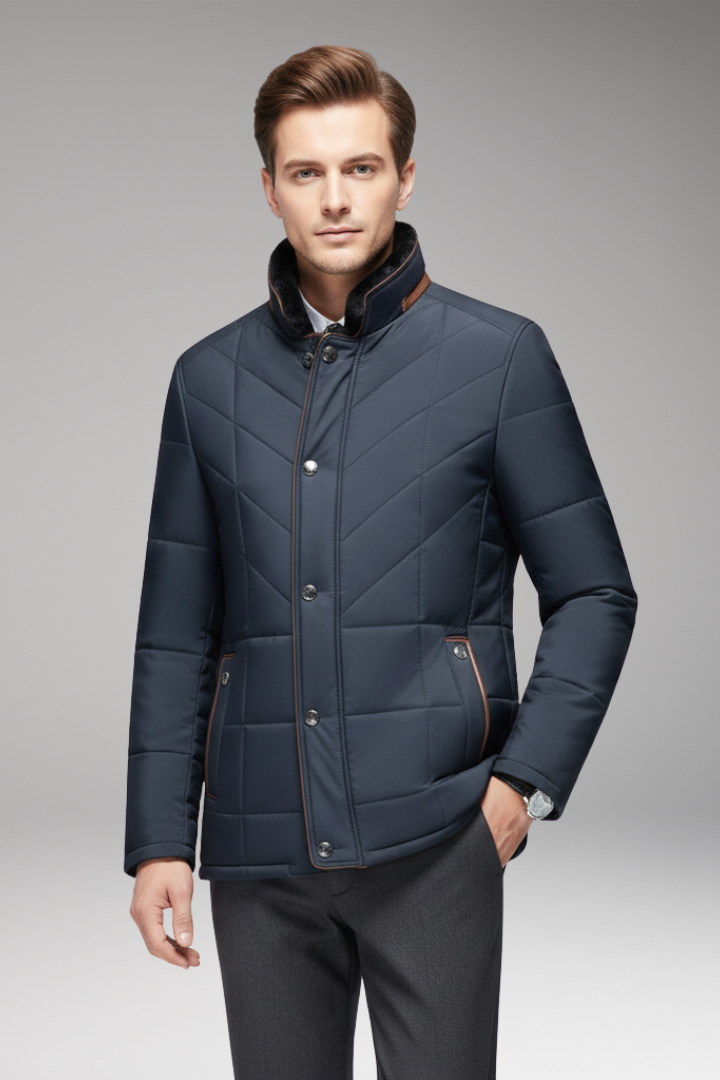 Men's Quilted Jacket Stand Collar