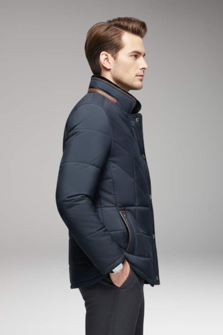 Men's Quilted Jacket Stand Collar