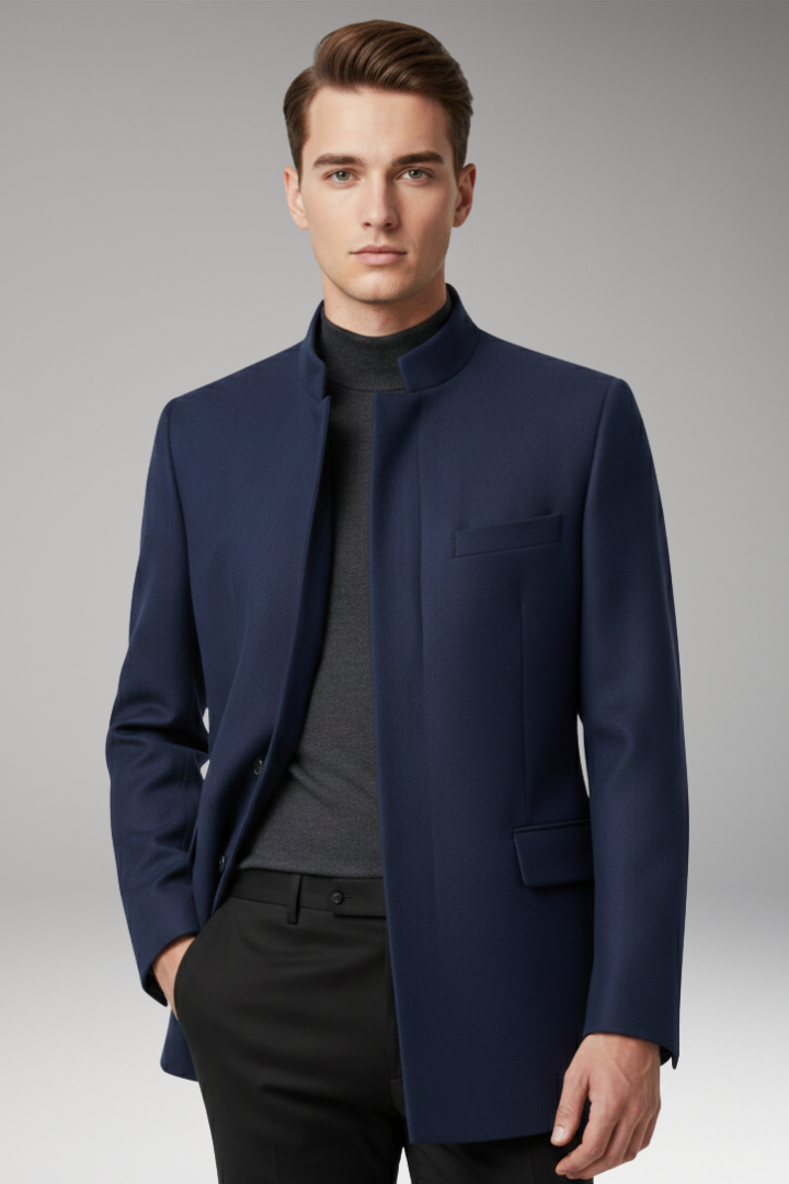 Men's Straight Cut Jacket Structured Collar