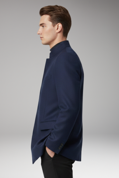 Men's Straight Cut Jacket Structured Collar