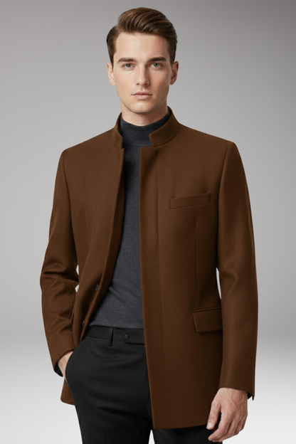 Men's Straight Cut Jacket Structured Collar