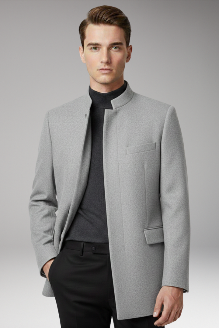 Men's Straight Cut Jacket Structured Collar
