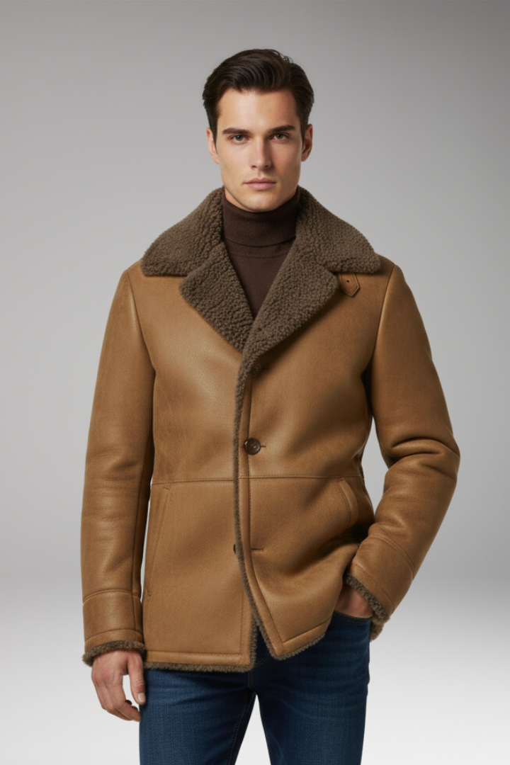 Men's Fleece Lined Jacket Wide Collar