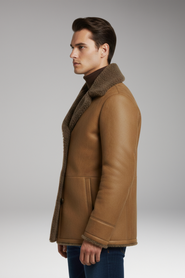 Men's Fleece Lined Jacket Wide Collar