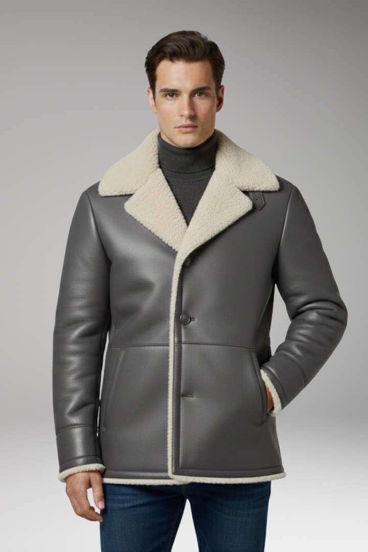 Men's Fleece Lined Jacket Wide Collar