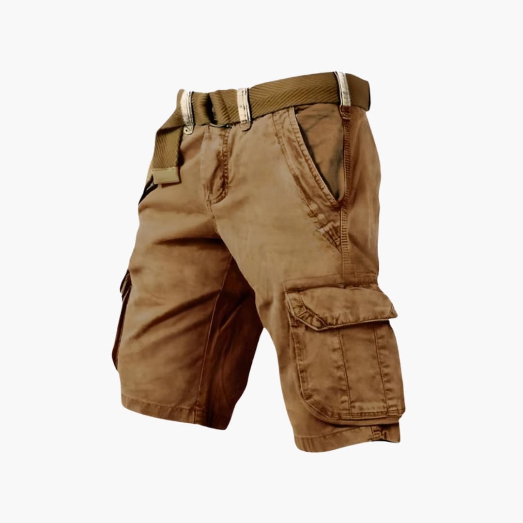 Men's Cargo Shorts Zipper Pockets Khaki - VibreMode