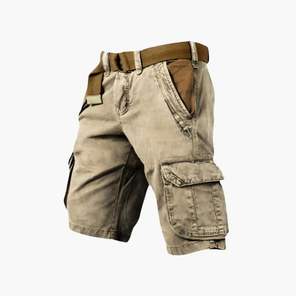 Men's Cargo Shorts Zipper Pockets Khaki