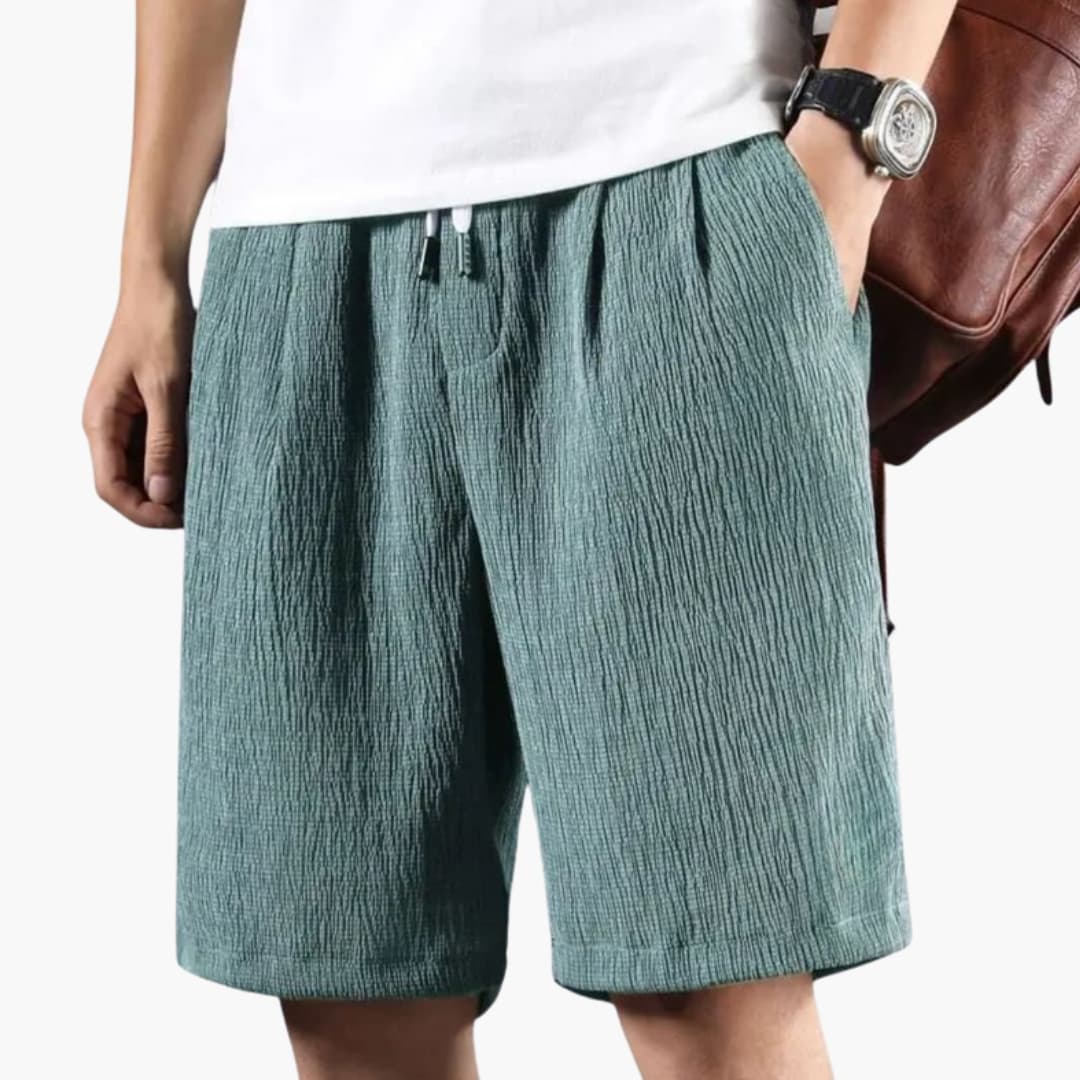 Men's Knee-Length Shorts Elastic Waist Crinkled Texture - VibreMode